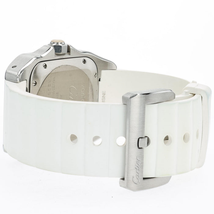 Cartier Santos 100 White Dial Medium Rubber Strap Automatic W20129U2 2878