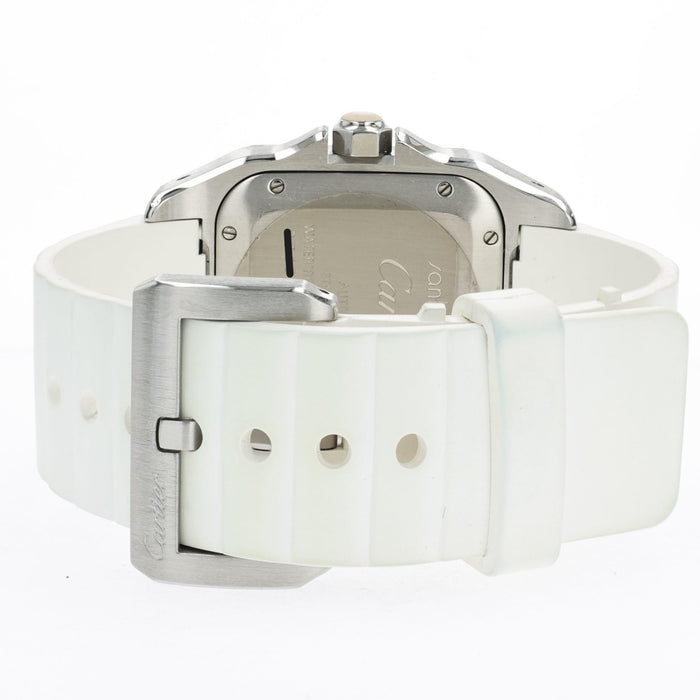 Cartier Santos 100 White Dial Medium Rubber Strap Automatic W20129U2 2878