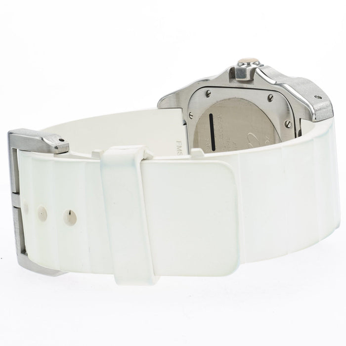 Cartier Santos 100 White Dial Medium Rubber Strap Automatic W20129U2 2878