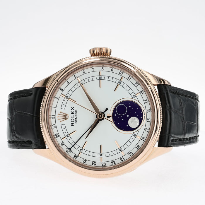 Rolex Cellini Moonphase Automatic Solid 18kt Rose Gold 39mm White Dial 50535