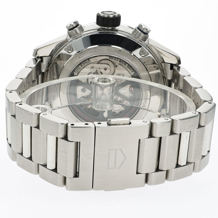 TAG Heuer Carrera Skeleton Chronograph Twin Time Batman 45MM Steel CBG2A1Z