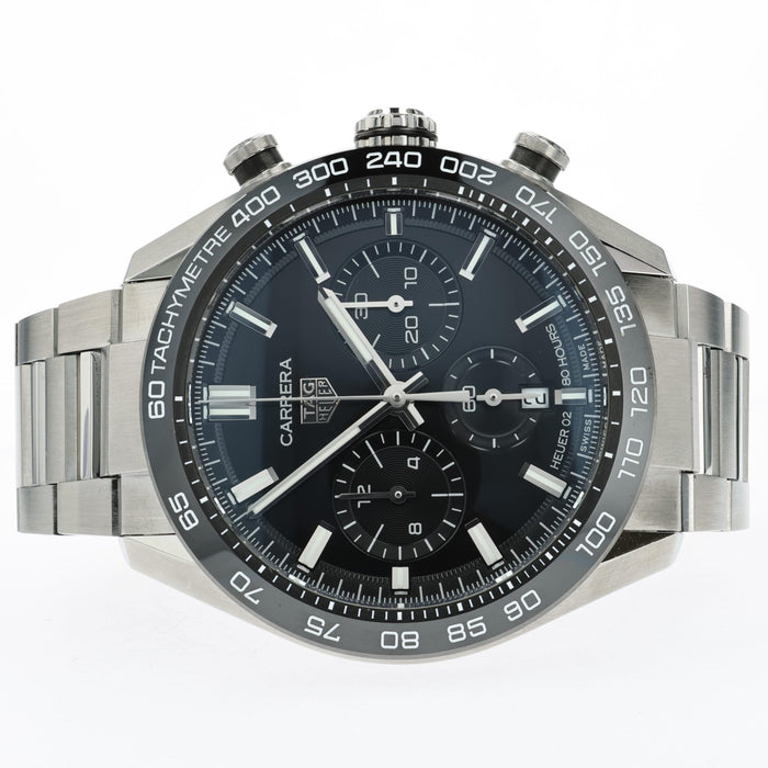 TAG Heuer Carrera 02 Chronograph Black Dial 44mm Stainless Steel CBN2A1B.BA0643