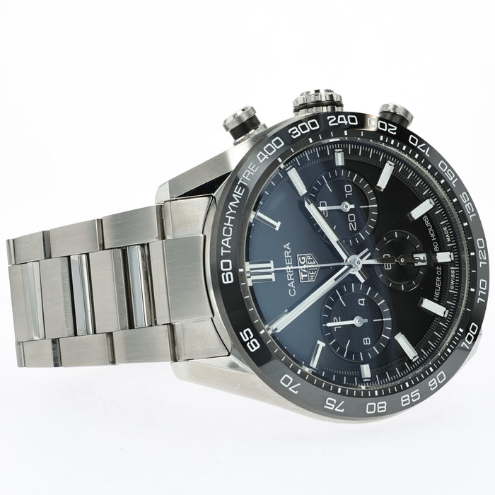 TAG Heuer Carrera 02 Chronograph Black Dial 44mm Stainless Steel CBN2A1B.BA0643