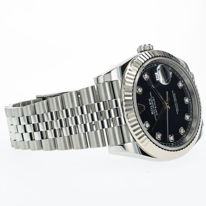 Rolex Datejust 41 Automatic Factory Blue Diamond Dial Fluted Bezel 126334
