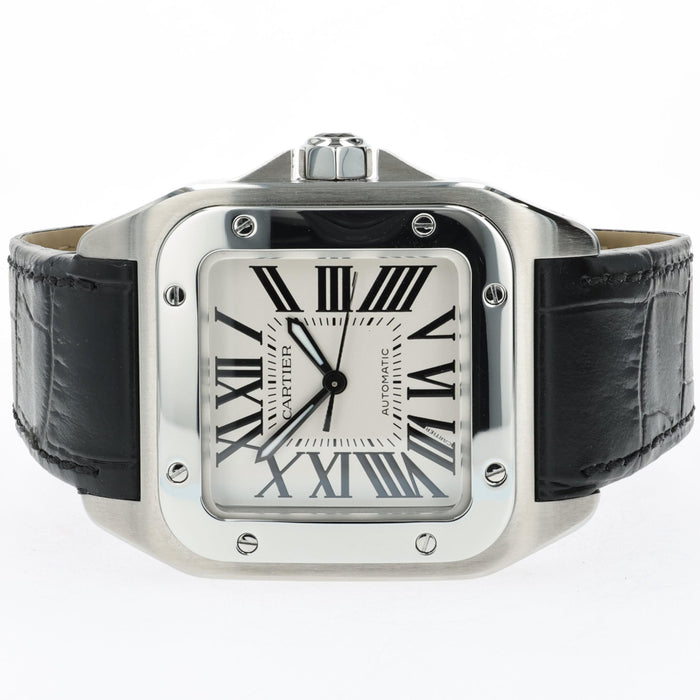 Cartier Santos 100 Medium Silver Dial Stainless Steel Automatic W20106X8 2878