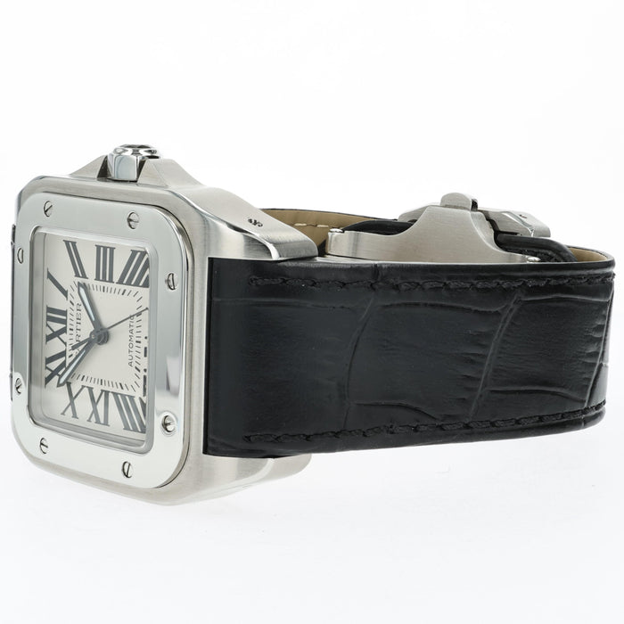 Cartier Santos 100 Medium Silver Dial Stainless Steel Automatic W20106X8 2878