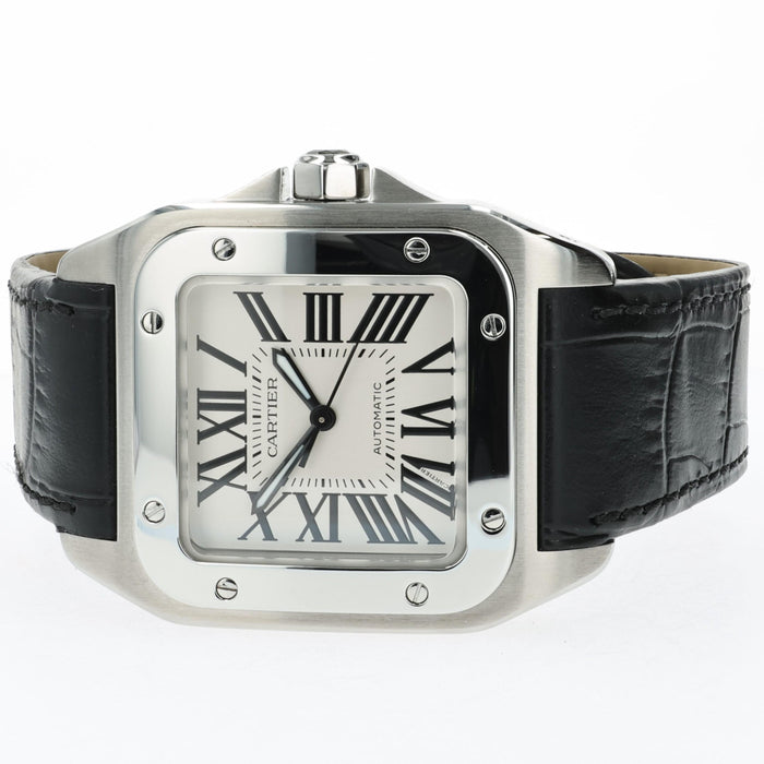 Cartier Santos 100 Medium Silver Dial Stainless Steel Automatic W20106X8 2878