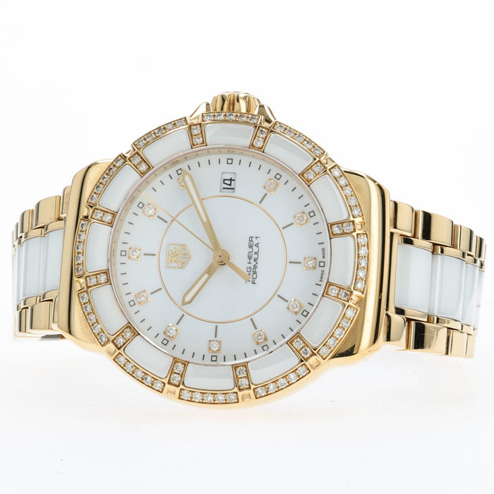 TAG Heuer Formula 1 Ladies Yellow Gold & Steel White Dial Diamond WAH1222