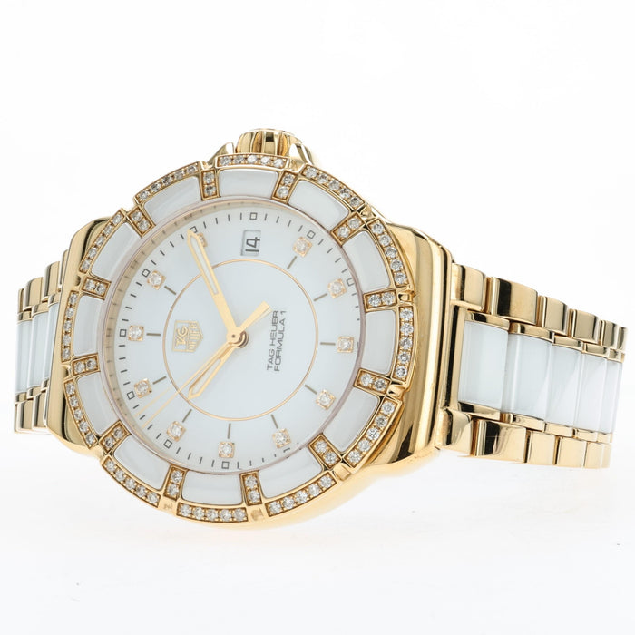 TAG Heuer Formula 1 Ladies Yellow Gold & Steel White Dial Diamond WAH1222