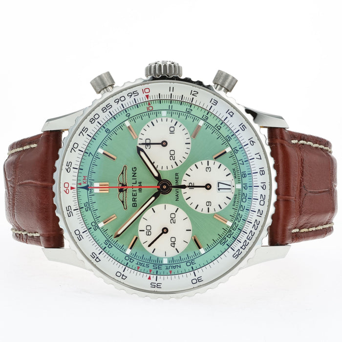 Breitling Navitimer B01 Chronograph 41mm Mint Green Dial Stainless Steel AB0139