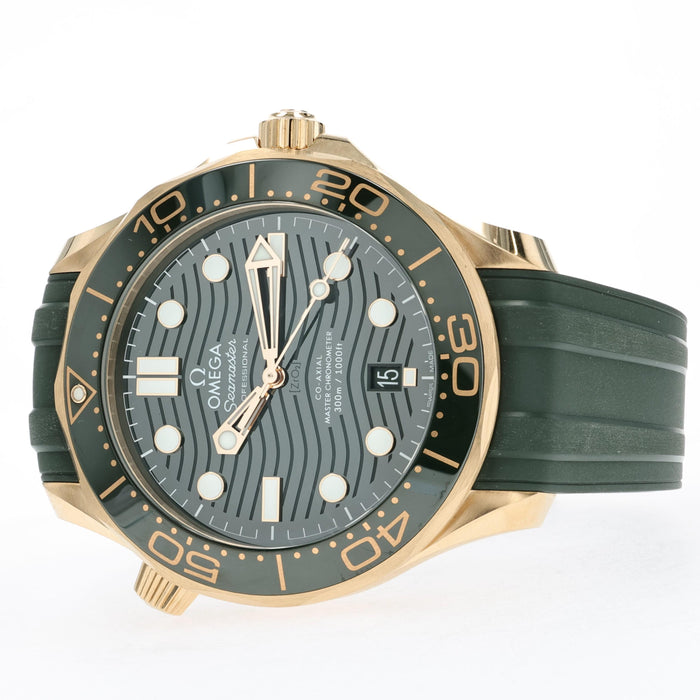 Omega Seamaster 300m Green Dial Solid 18kt Yellow Gold 210.62.42.20.10.001