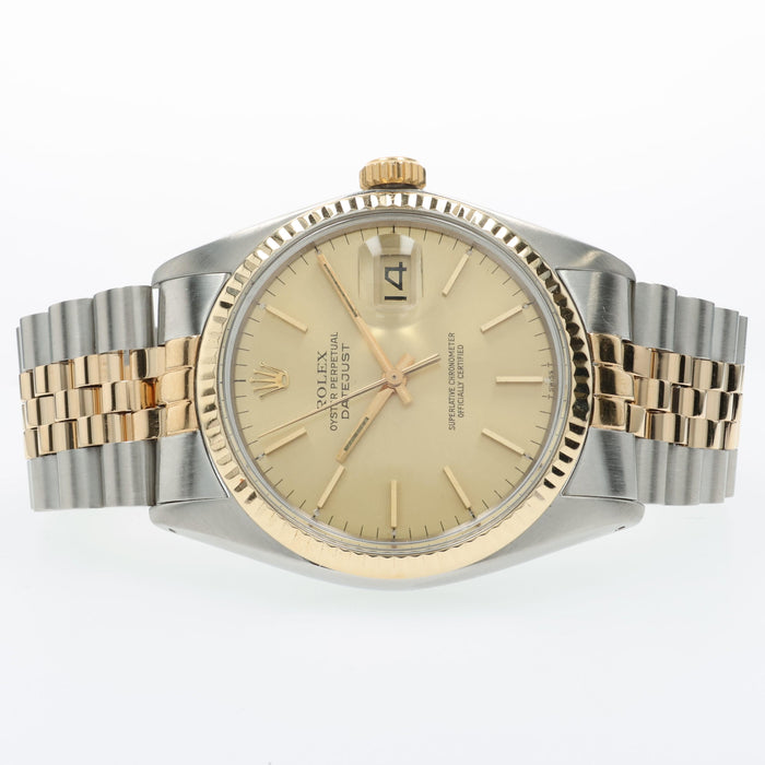 Rolex Datejust 36mm Champagne Dial Solid 18kt Yellow Gold & Stainless Steel 1601