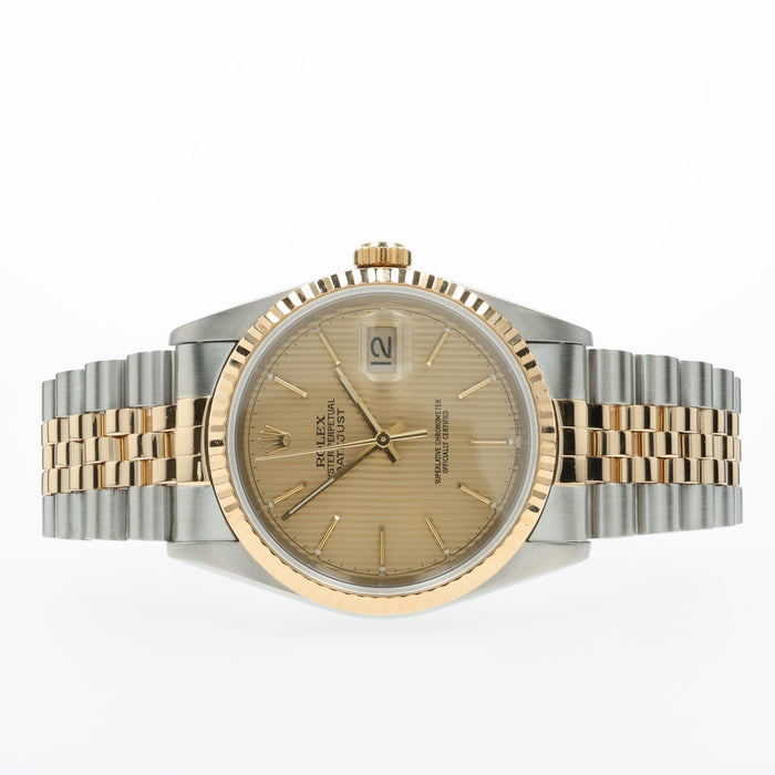 Rolex Datejust 36 Gold Tapestry Dial 18k Yellow Gold and Stainless Steel 16233