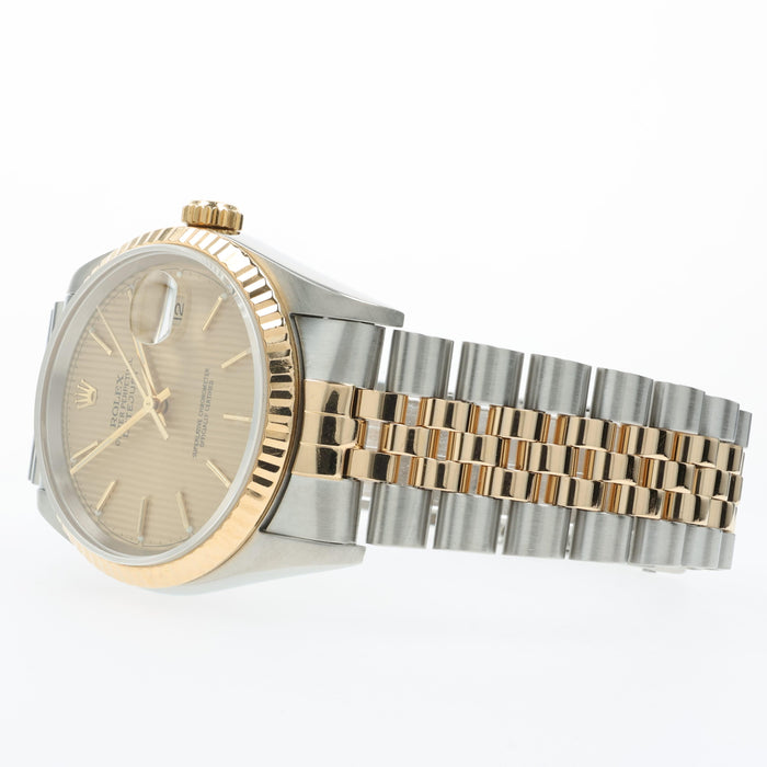 Rolex Datejust 36 Gold Tapestry Dial 18k Yellow Gold and Stainless Steel 16233