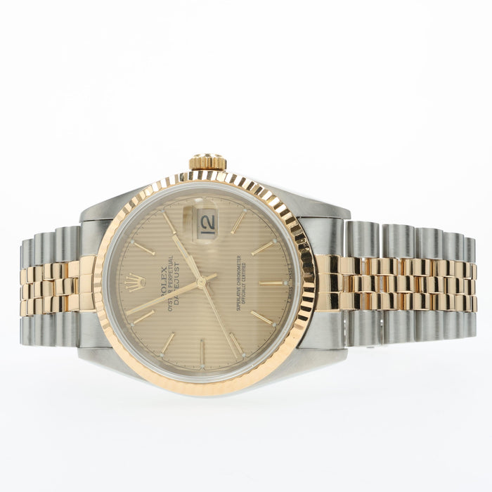 Rolex Datejust 36 Gold Tapestry Dial 18k Yellow Gold and Stainless Steel 16233
