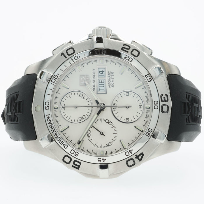 Tag Heuer Aquaracer Automatic Chronograph Day Date White Dial Steel CAF2011