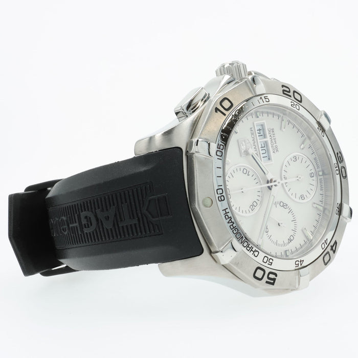 Tag Heuer Aquaracer Automatic Chronograph Day Date White Dial Steel CAF2011