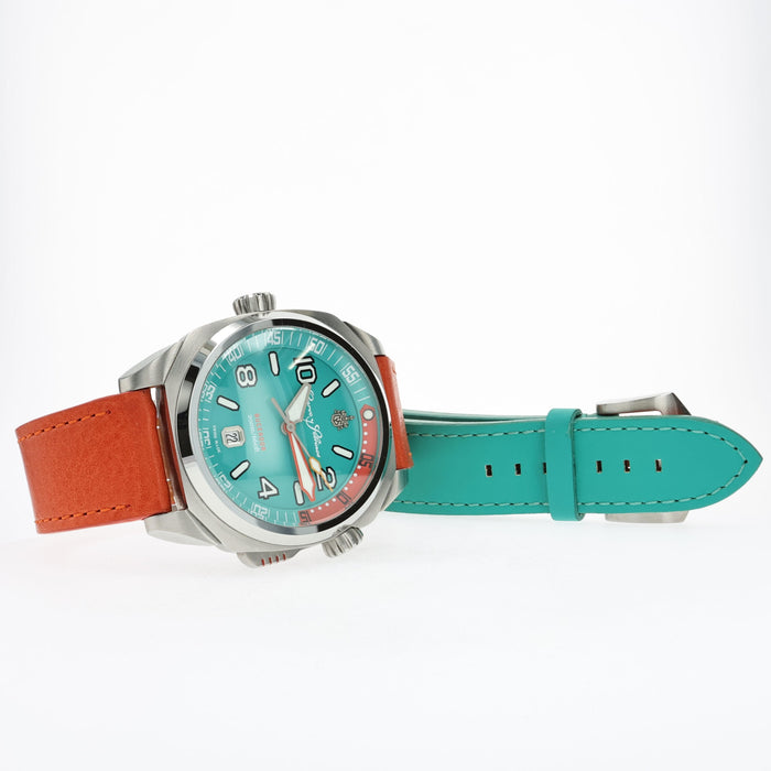 Cuervo y Sobrinos Buceador Caribe Teal & Orange Stainless Steel 2860
