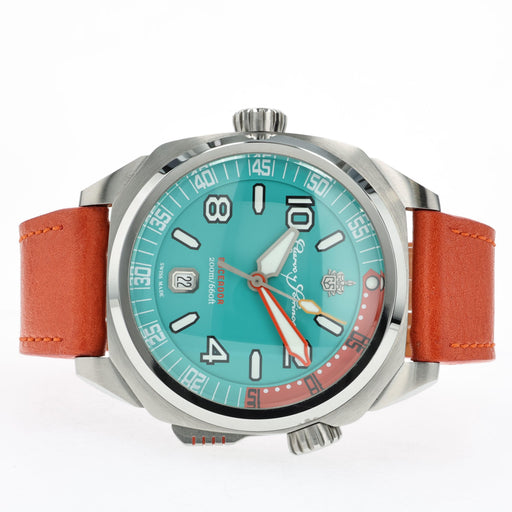 Cuervo y Sobrinos Buceador Caribe Teal & Orange Stainless Steel 2860