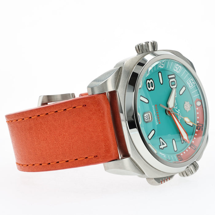 Cuervo y Sobrinos Buceador Caribe Teal & Orange Stainless Steel 2860