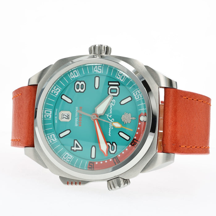 Cuervo y Sobrinos Buceador Caribe Teal & Orange Stainless Steel 2860