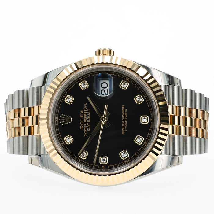 Rolex Datejust 41 Black Diamond Dial 18K Yellow Gold and Stainless Steel 126333
