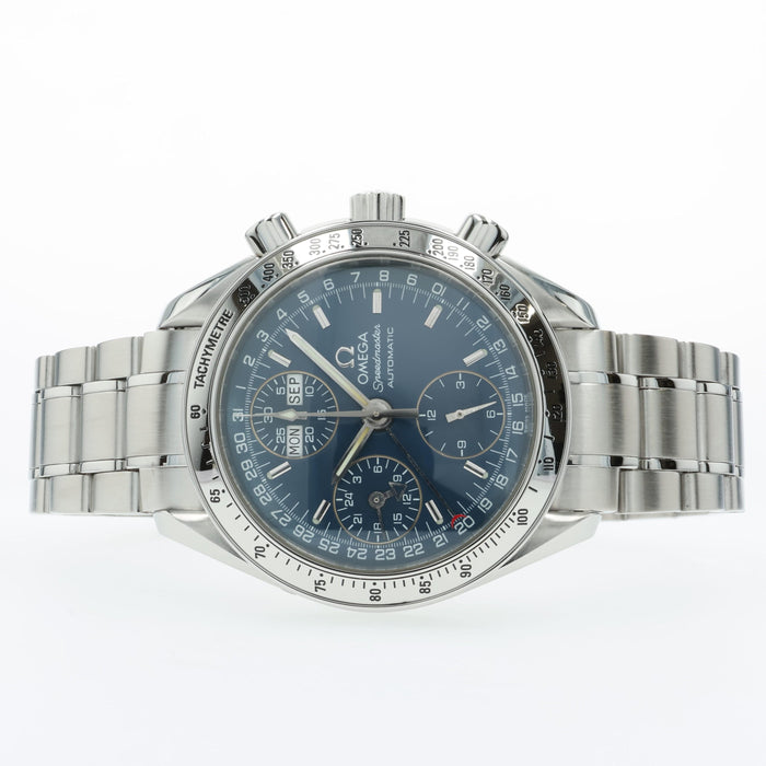 Omega Speedmaster Triple Date Blue Dial Chronograph Stainless Steel 3523.80