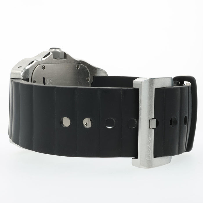 Cartier Santos 100 Silver Dial Rubber Bezel Stainless Steel W20121U2 2656