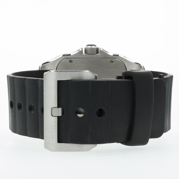 Cartier Santos 100 Silver Dial Rubber Bezel Stainless Steel W20121U2 2656