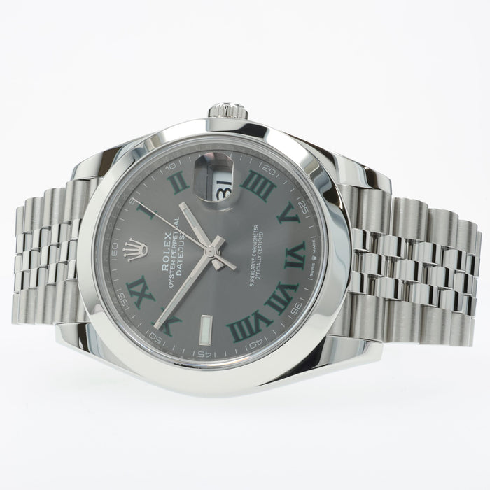 Rolex Datejust 41 Grey Wimbledon Dial Jubilee Bracelet Stainless Steel 126300