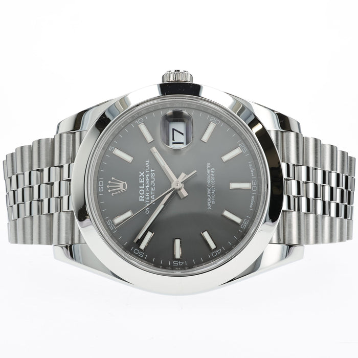 Rolex Datejust 41 Rhodium Stick Dial Stainless Steel Jubilee Smooth Bezel 126300