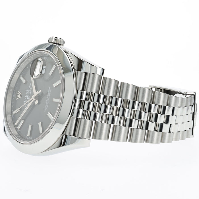 Rolex Datejust 41 Rhodium Stick Dial Stainless Steel Jubilee Smooth Bezel 126300