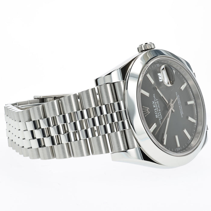 Rolex Datejust 41 Rhodium Stick Dial Stainless Steel Jubilee Smooth Bezel 126300