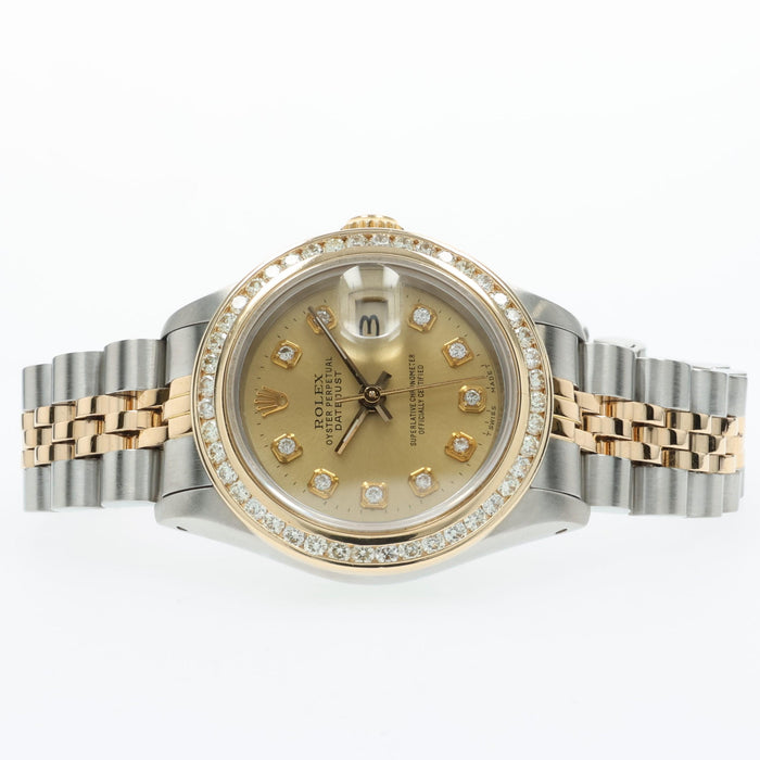 Rolex Datejust 26 Custom Diamond Bezel/Dial 18K Yellow Gold & Steel 69173