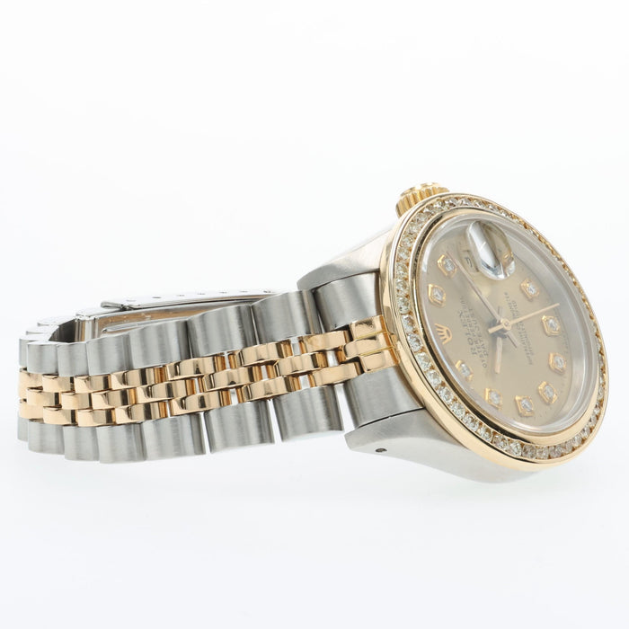 Rolex Datejust 26 Custom Diamond Bezel/Dial 18K Yellow Gold & Steel 69173