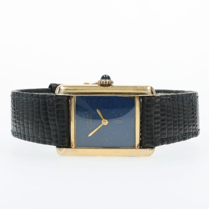 Cartier Must de Cartier Ladies Tank 'Vermeil' W/ Blue "Lapis" Lacquer Dial