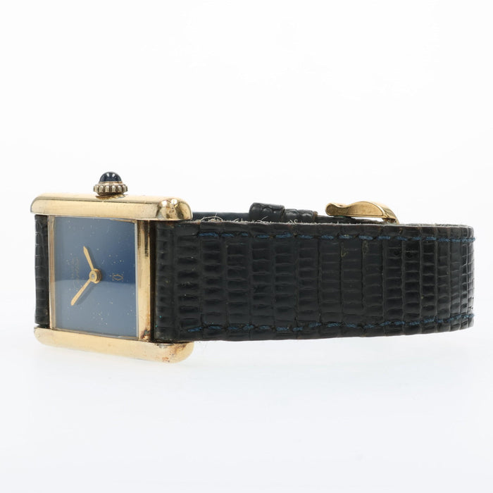 Cartier Must de Cartier Ladies Tank 'Vermeil' W/ Blue "Lapis" Lacquer Dial