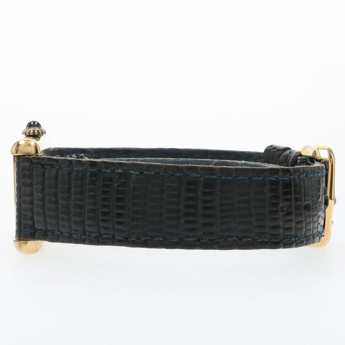 Cartier Must de Cartier Ladies Tank 'Vermeil' W/ Blue "Lapis" Lacquer Dial