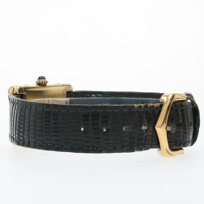 Cartier Must de Cartier Ladies Tank 'Vermeil' W/ Blue "Lapis" Lacquer Dial