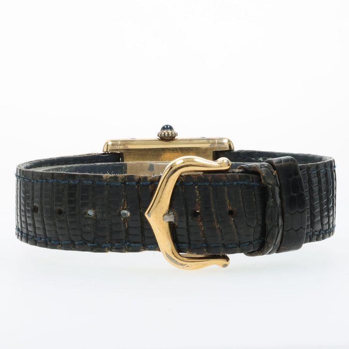 Cartier Must de Cartier Ladies Tank 'Vermeil' W/ Blue "Lapis" Lacquer Dial
