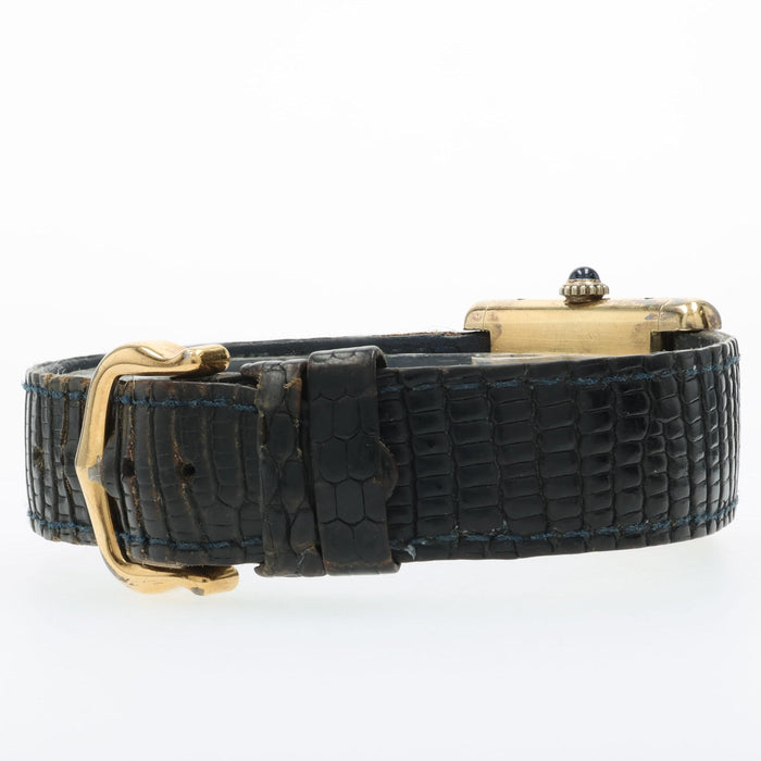 Cartier Must de Cartier Ladies Tank 'Vermeil' W/ Blue "Lapis" Lacquer Dial
