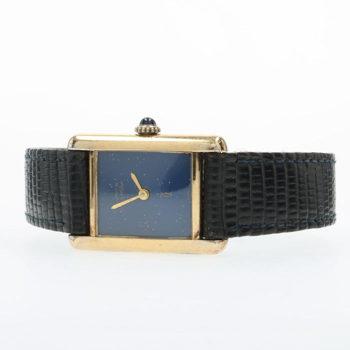 Cartier Must de Cartier Ladies Tank 'Vermeil' W/ Blue "Lapis" Lacquer Dial