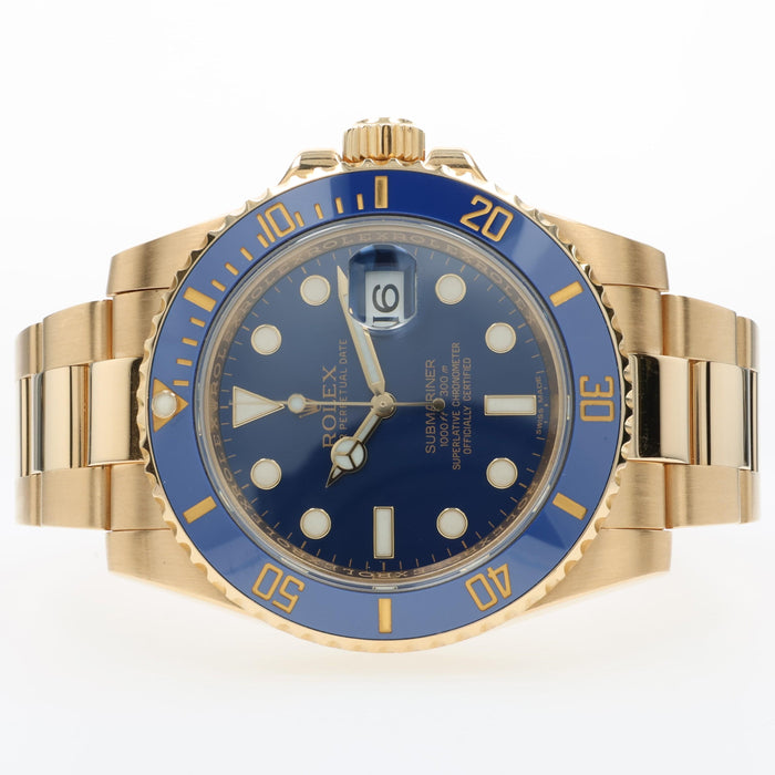 Rolex Submariner Date Blue Dial Solid 18kt Yellow Gold 40mm 116618LB