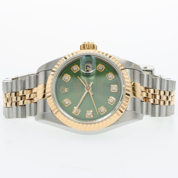 Rolex Datejust 26 Olive Green Dial 18k Yellow Gold and Stainless Steel 69173