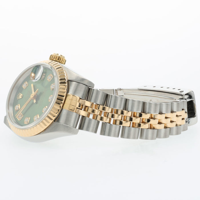 Rolex Datejust 26 Olive Green Dial 18k Yellow Gold and Stainless Steel 69173