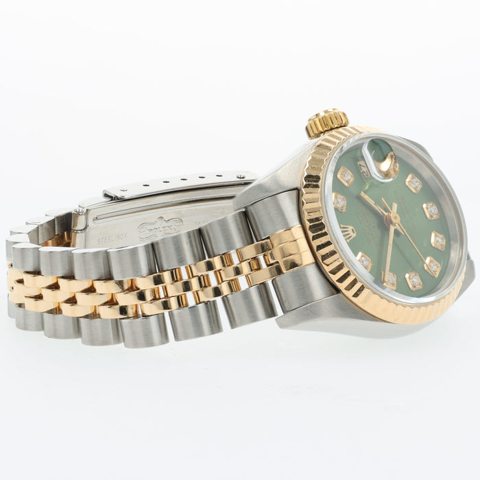 Rolex Datejust 26 Olive Green Dial 18k Yellow Gold and Stainless Steel 69173