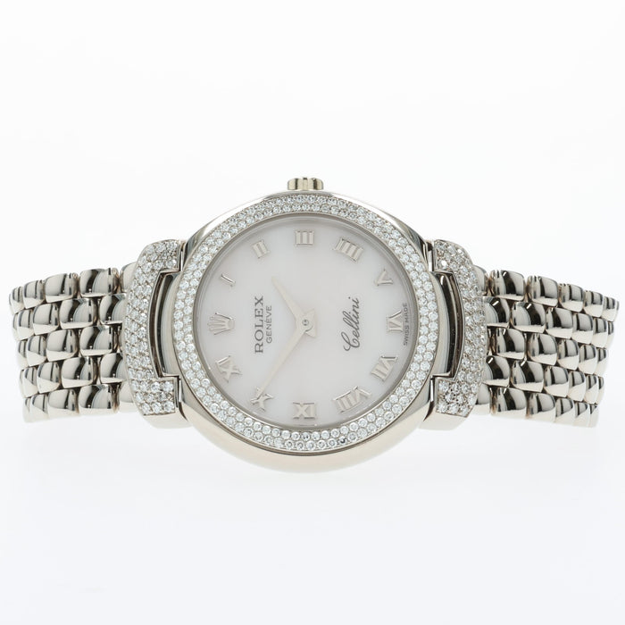 Rolex Cellini Cellissima Factory Mother of Pearl 18K White Gold Diamond 6673