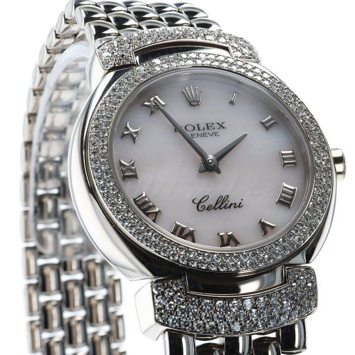 Rolex Cellini Cellissima Factory Mother of Pearl 18K White Gold Diamond 6673