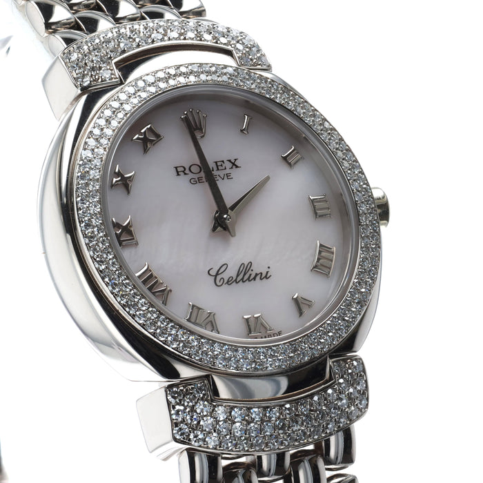 Rolex Cellini Cellissima Factory Mother of Pearl 18K White Gold Diamond 6673
