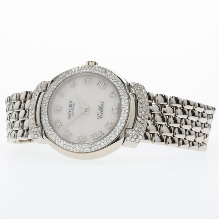 Rolex Cellini Cellissima Factory Mother of Pearl 18K White Gold Diamond 6673
